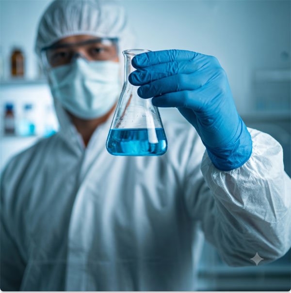 Chemical engineer testing a sample in the lab